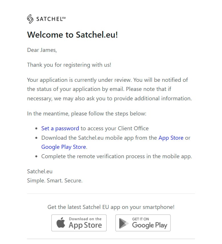 Satchel verification process from email